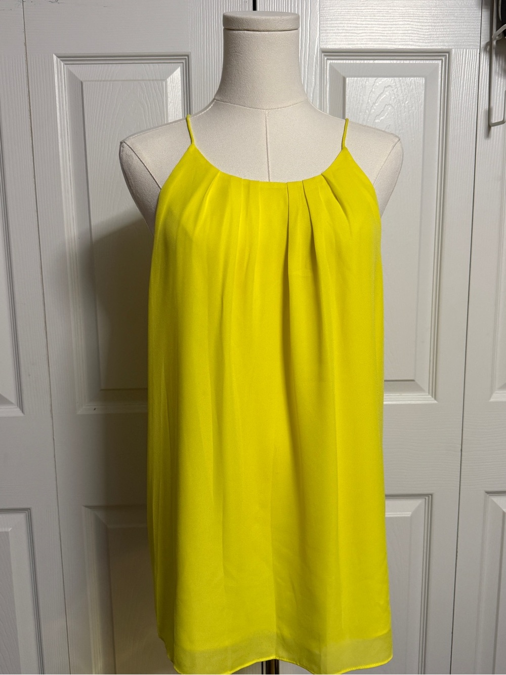 Bright Yellow Spaghetti Strap Shift Top